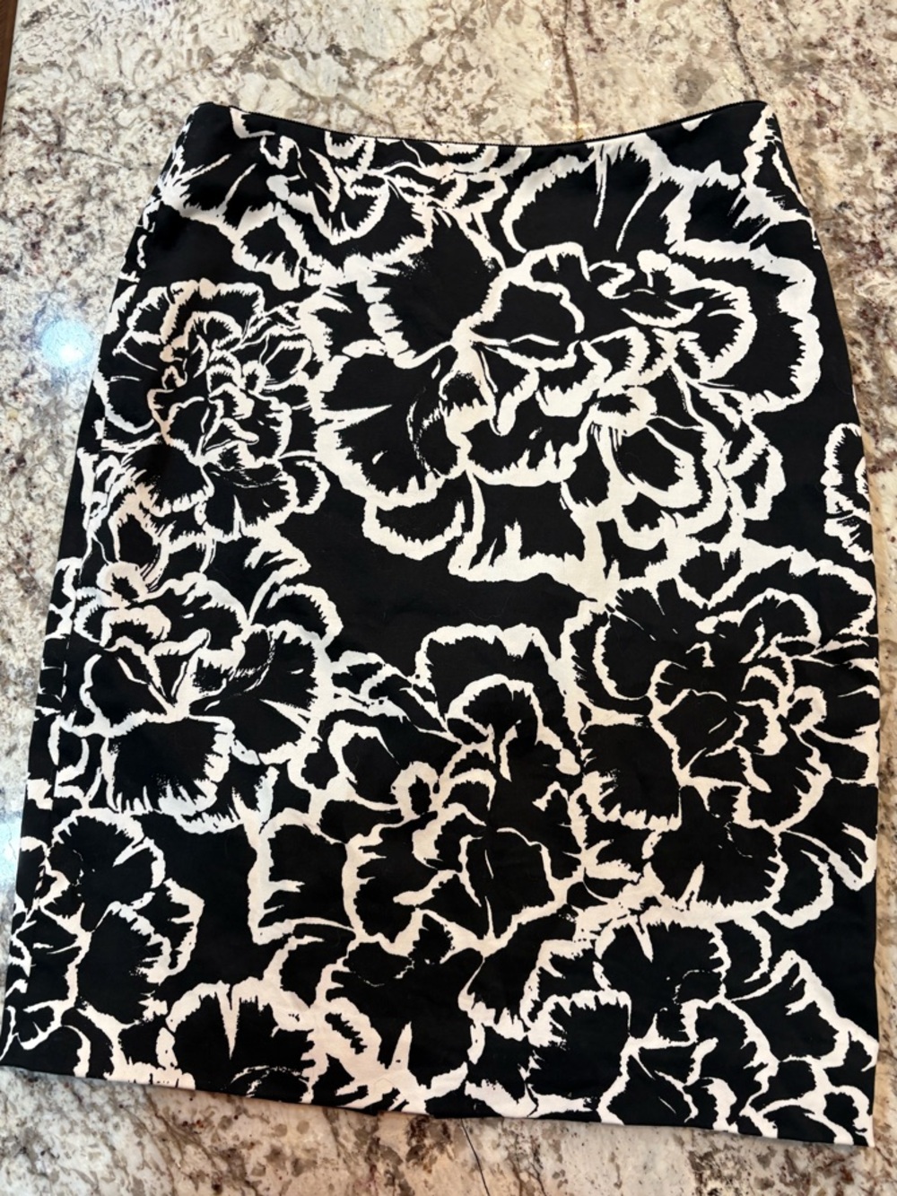 White House Black Market Black and White Floral Skirt
